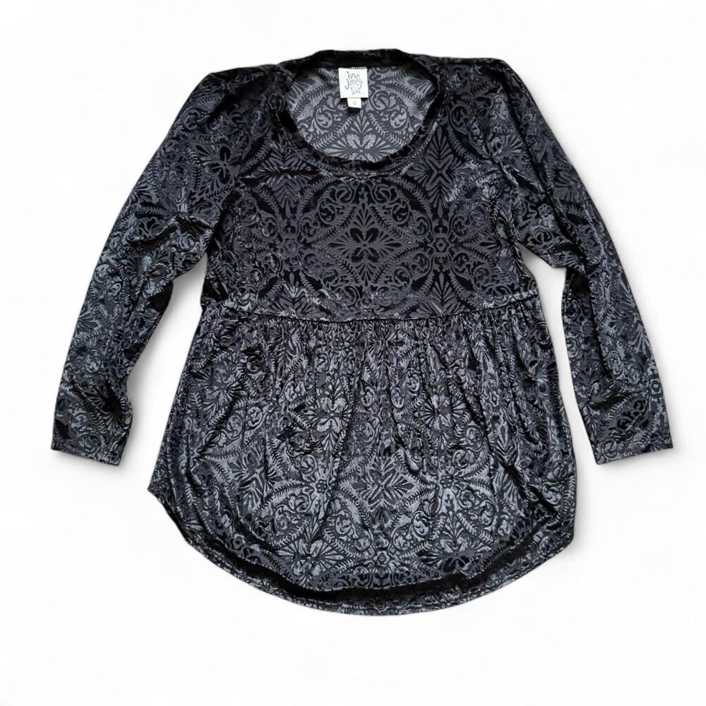 Y2k goth grunge black babydoll velvet sheer 3/4 sleeve Ivy Jane womens size S